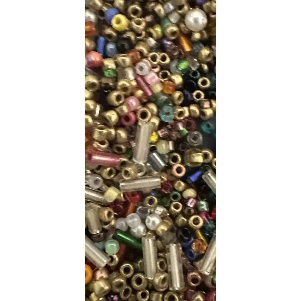 1LB Lot of Loose Mixed Multicolor Glass Seed Beads & Bugle Beads New